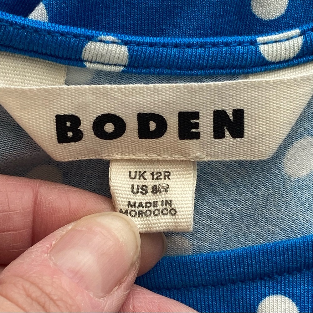 Boden Blue/ White Polka Dot Amelie Jersey Knit Midi Dress Size 8 Buyer Favorite - Picture 12 of 15